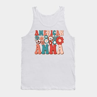 Retro Groovy American Amma Matching Family 4th of July Tank Top